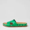 Women DJANGO & JULIETTE Quaden Bright Emerald Silver Leather Slides