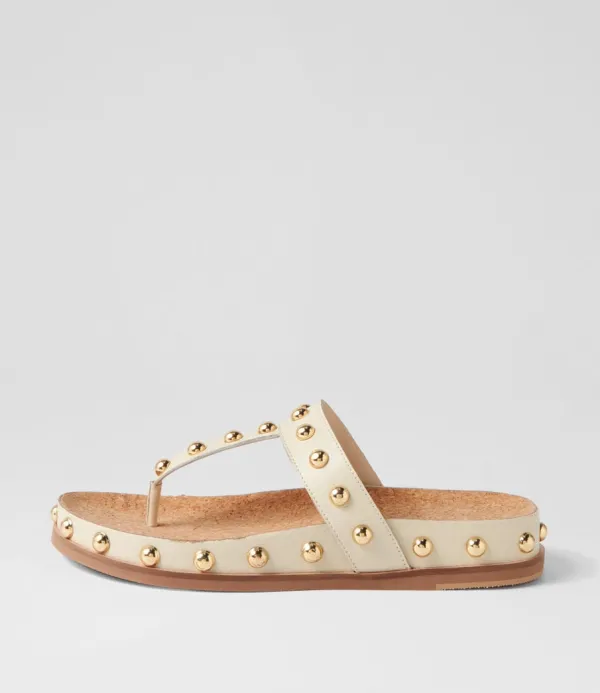 Women DJANGO & JULIETTE Quell Milk Gold Leather Thongs