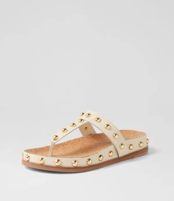 Women DJANGO & JULIETTE Quell Milk Gold Leather Thongs