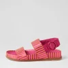 Women DJANGO & JULIETTE Quffle Fuchsia Orange Stripe Leather Sandals