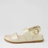 Women DJANGO & JULIETTE Quffle Milk Gold Stripe Leather Sandals