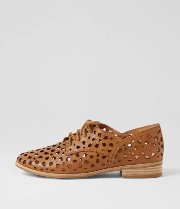 Women MOLLINI Quorgy Dark Tan Leather Lace Up Flats