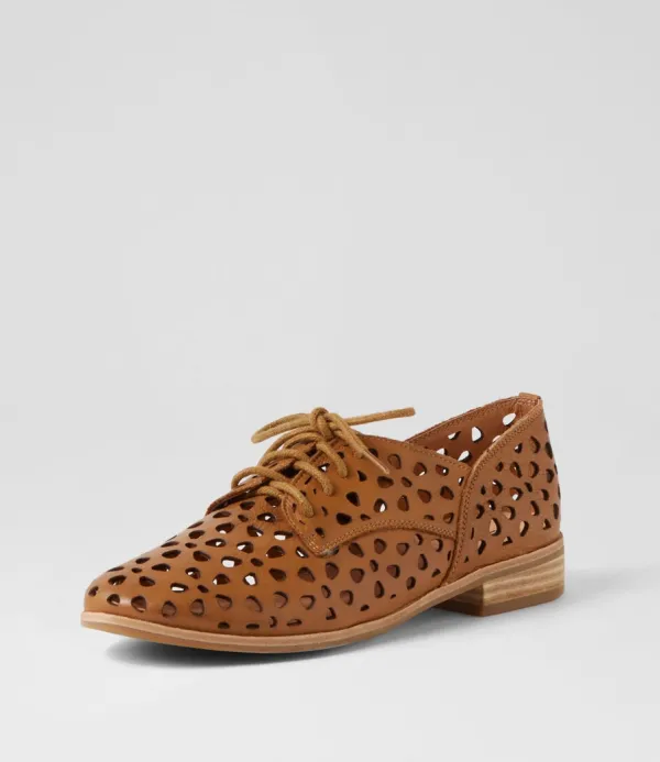Women MOLLINI Quorgy Dark Tan Leather Lace Up Flats