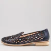 Women MOLLINI Quuets Navy Metallic Leather Loafers