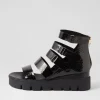 Women DJANGO & JULIETTE Raafe Black Mirror Leather Sandals