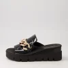 Women DJANGO & JULIETTE Rablise Black Patent Sole Slides