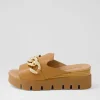 Women DJANGO & JULIETTE Rablise Dark Tan Light Tan Leather Slides