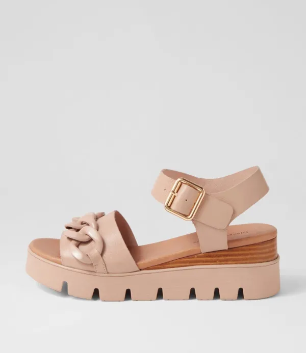 Women DJANGO & JULIETTE Racassy Cafe Brush Leather Sandals