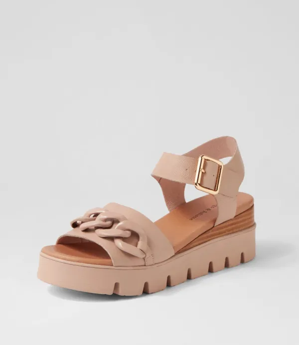 Women DJANGO & JULIETTE Racassy Cafe Brush Leather Sandals
