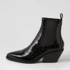 Women MOLLINI Rage Black Croc Patent Leather Chelsea Boots