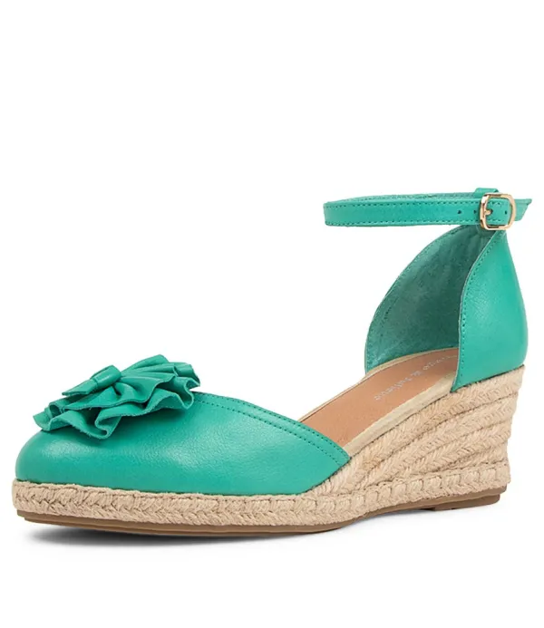 Women DJANGO & JULIETTE Raggie Light Emerald Nat Rope Leather Wedges