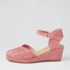 Women DJANGO & JULIETTE Rastan Pink Synthetic Raffia Leather Wedges