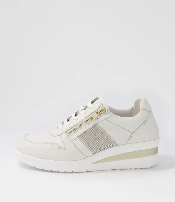 Women SUPERSOFT Reehale White Silver Leather Jewels Sneakers