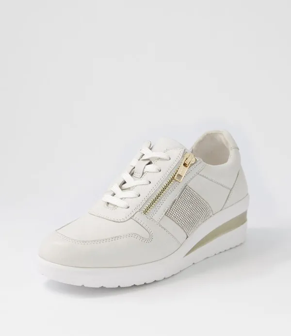 Women SUPERSOFT Reehale White Silver Leather Jewels Sneakers