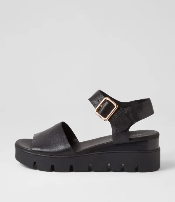 Women DJANGO & JULIETTE Reesen Black Leather Sandals
