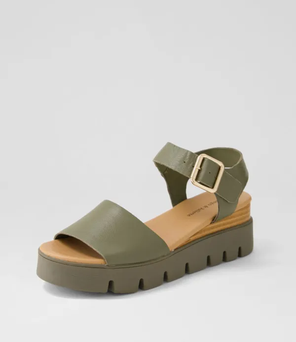 Women DJANGO & JULIETTE Reesen Olive Leather Sandals