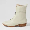 Women DJANGO & JULIETTE Regas Almond Natural Heel Leather Fur Ankle Boots
