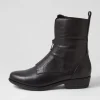 Women DJANGO & JULIETTE Regas Black Leather Fur Ankle Boots