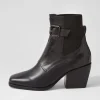 Women TOP END Relsea Black Leather Elastic Chelsea Boots