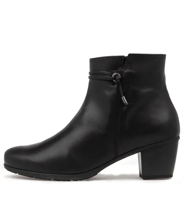 Women GABOR Rena Schwarz Leather Ankle Boots
