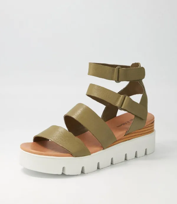 Women DJANGO & JULIETTE Rhean Khaki Leather Sandals