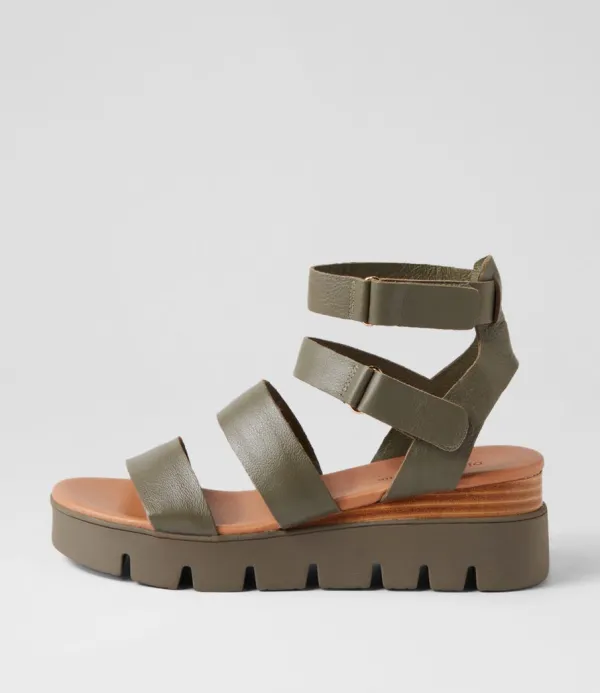 Women DJANGO & JULIETTE Rhean Olive Leather Sandals