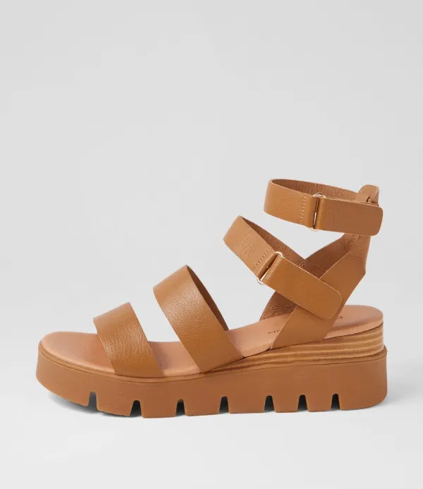 Women DJANGO & JULIETTE Rhean Toffee Leather Sandals