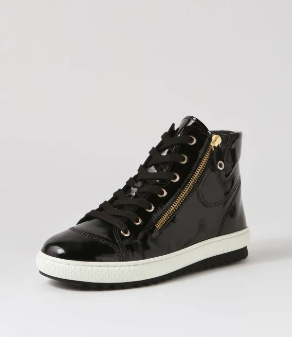 Women GABOR Riley Schwarz Patent Leather Lace Up Boots