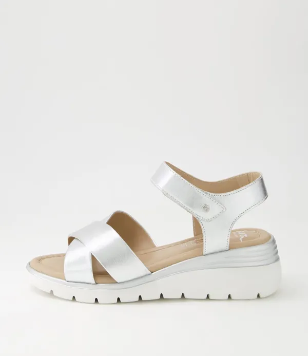 Women ARA Rimini 32 Silver Leather Sandals