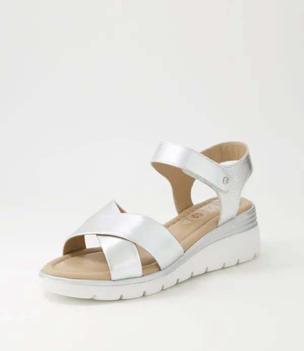 Women ARA Rimini 32 Silver Leather Sandals