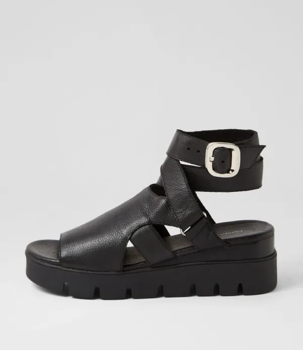 Women DJANGO & JULIETTE Rimini Black Leather Sandals