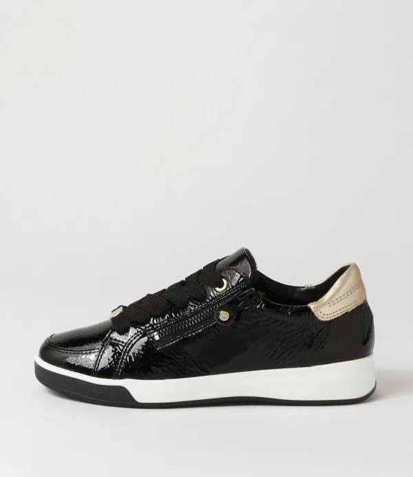 Women ARA Rom 32 Schwarz Platino Leather Sneakers