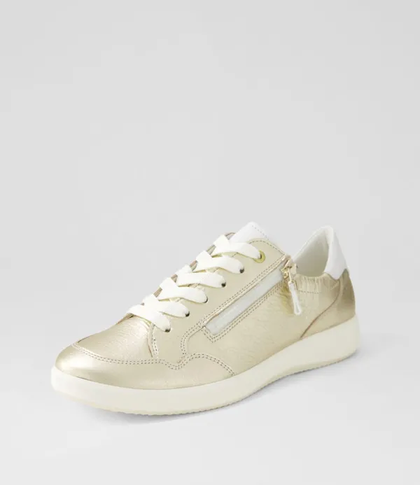 Women ARA Roma 1 Platinum White Leather Sneakers