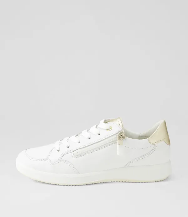 Women ARA Roma 1 White Platinum Leather Sneakers