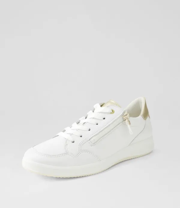 Women ARA Roma 1 White Platinum Leather Sneakers