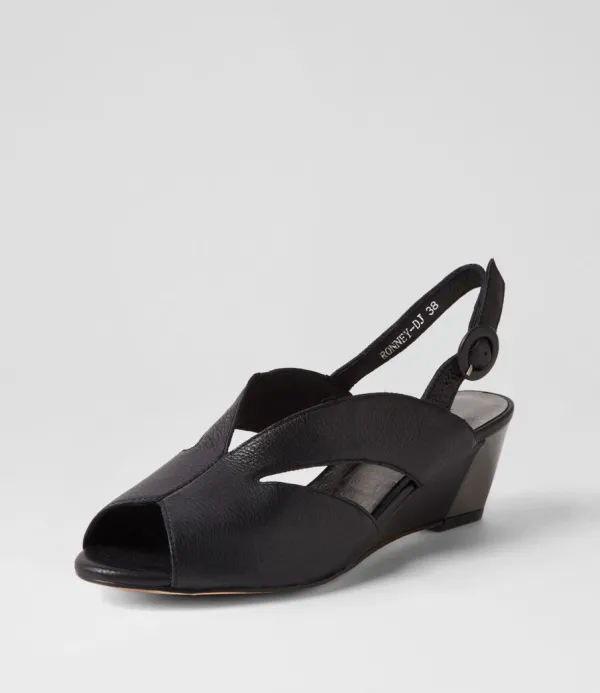 Women DJANGO & JULIETTE Ronney Black Leather Sandals