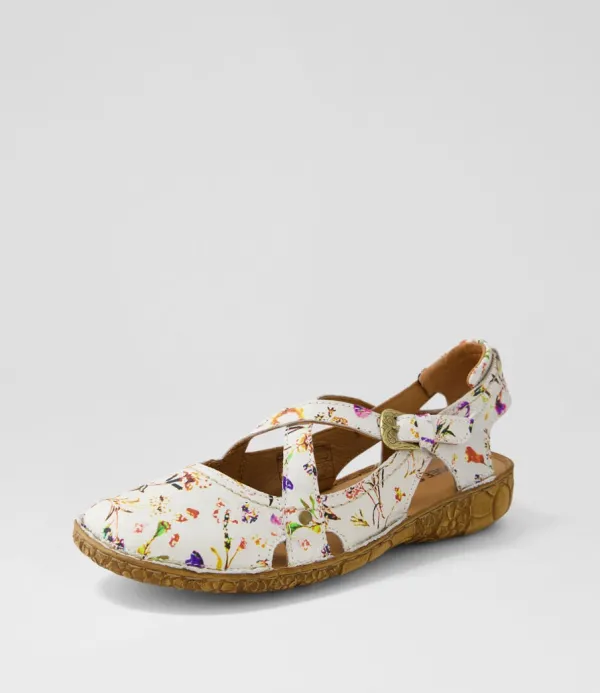 Women JOSEF SEIBEL Rosalie 13 Weiss Multi Leather Flat Shoes