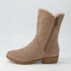 Women DJANGO & JULIETTE Rudo Taupe Natural Fur Tumble Nubuck Calf Boots