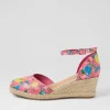 Women DJANGO & JULIETTE Rylen Hot Pink Flowermania Leather Wedges