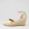 Women DJANGO & JULIETTE Rylen Rose Gold Pink Line Cut Leather Wedges