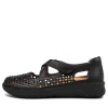 Women ZIERA Sachet Xf Black Leather Flat Shoes Bs
