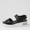 Women ZIERA Sadias Xw Black White Leather Sandals