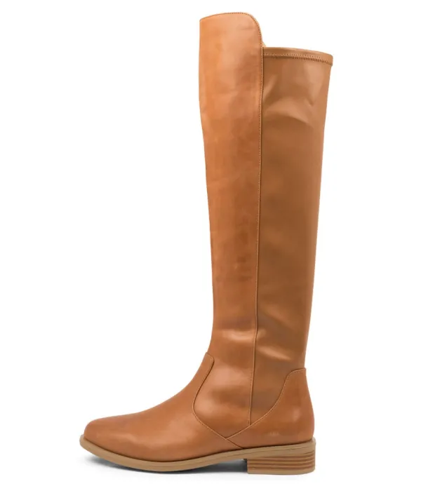 Women ZIERA Sallies Xf Tan Stretch Leather Knee High Boots