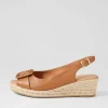 Women DJANGO & JULIETTE Saloso Dark Tan Natural Leather Buckle Espadrilles
