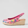 Women DJANGO & JULIETTE Saniarly Hot Pink Flowermania Leather Sandals