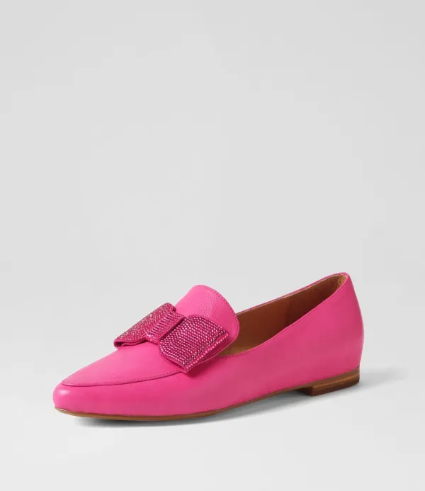 Women TOP END Sanne Fuchsia Jewels Leather Loafers