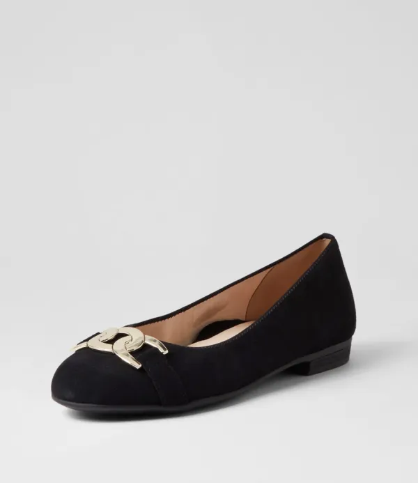 Women ARA Sardinia 14 Schwarz Suede Ballet Flats