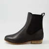 Women DJANGO & JULIETTE Satima Black Leather Elastic Ankle Boots