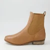 Women DJANGO & JULIETTE Satima Dark Tan Leather Elastic Ankle Boots