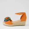 Women DJANGO & JULIETTE Savea Bright Orange Leather Suede Espadrilles